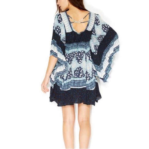 Free People Black and Blue Patterned Dress - Picture 2 of 9